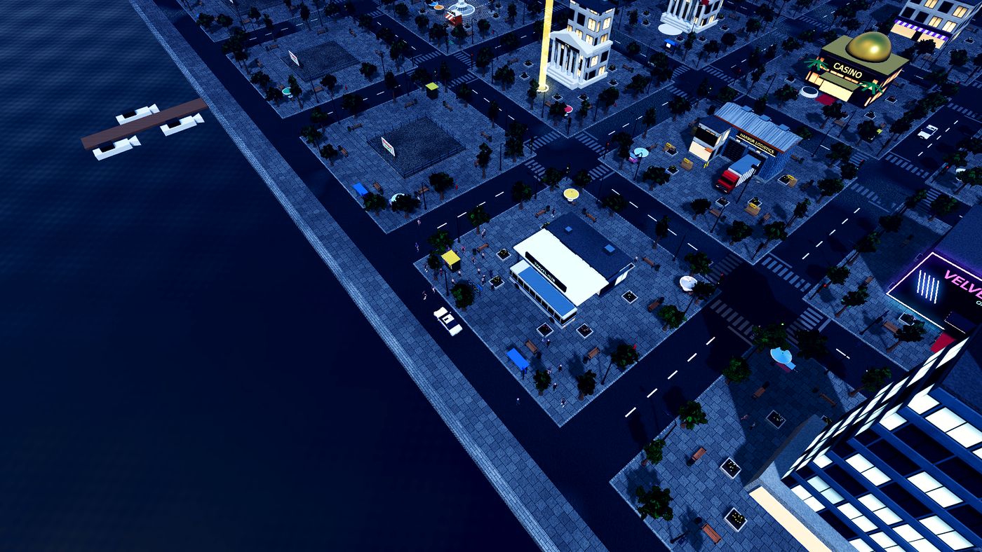 Harbor Town at night